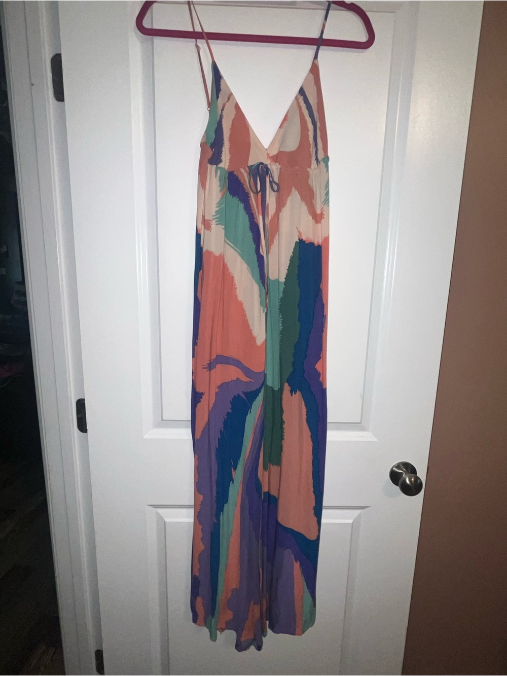 Akualani Multicolor V-Neck Spaghetti Strap Maxi Dress